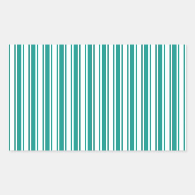 Pegatina Rectangular rayas de caramelo verde azuladas y blancas (Anverso)