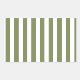 Pegatina Rectangular Rayas de caramelo verde oliva y blanco