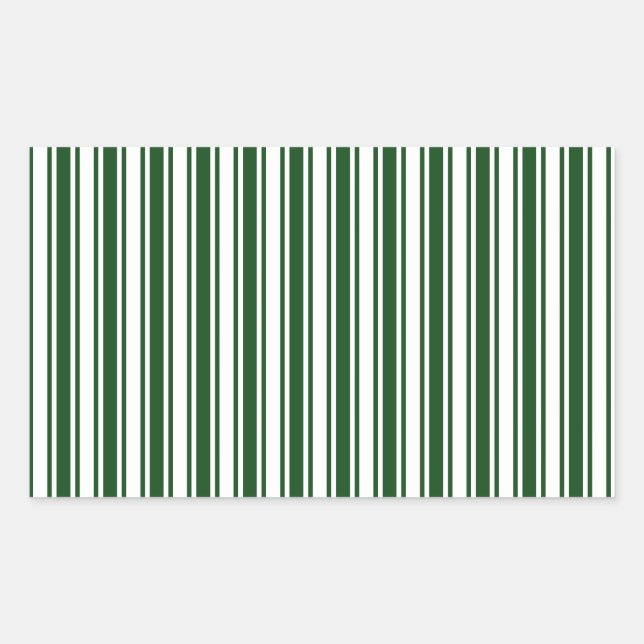 Pegatina Rectangular Rayas de caramelo verde oscuro y blanco (Anverso)