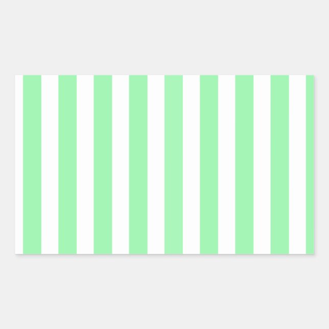 Pegatina Rectangular Rayas de caramelo verde y blanco (Anverso)