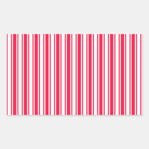 Pegatina Rectangular Rayas de caramelos rojas y blancas