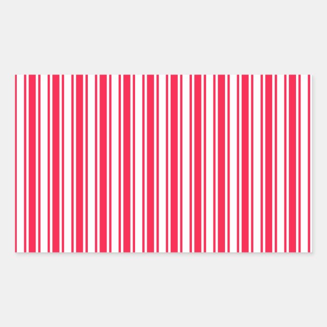 Pegatina Rectangular Rayas de caramelos rojas y blancas (Anverso)
