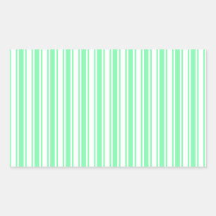 Pegatina Rectangular Rayas de caramelos verdes y blancos pasteles