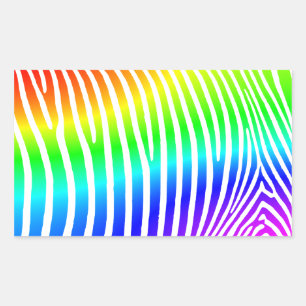 Pegatina Rectangular Rayas de cebra arco iris