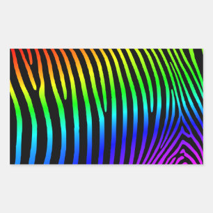 Pegatina Rectangular Rayas de cebra arco iris