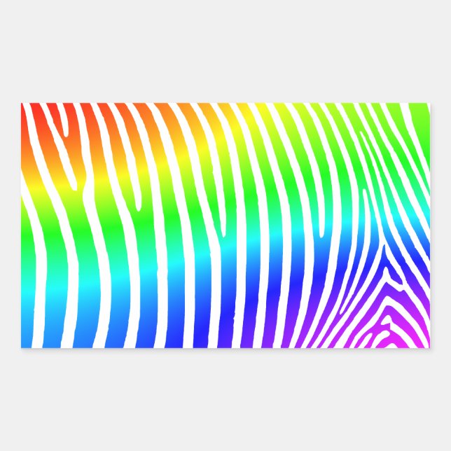 Pegatina Rectangular Rayas de cebra arcoíris (Anverso)