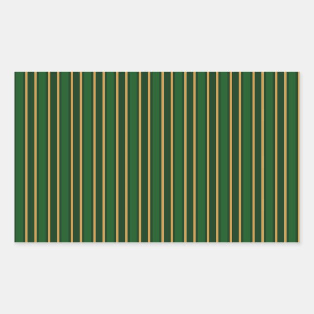 Pegatina Rectangular Rayas de dulces verdes y dorados (Anverso)