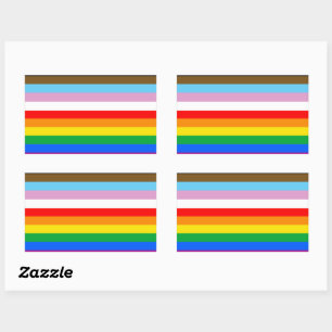 Pegatina Rectangular Rayas de la Bandera de Progreso LGBTQ+