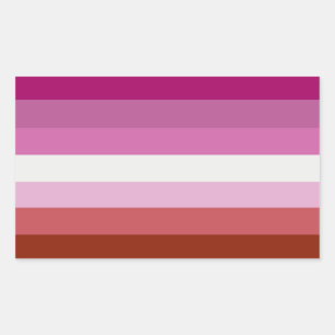 Pegatina Rectangular Rayas de la Bandera del Orgullo Lesbiano