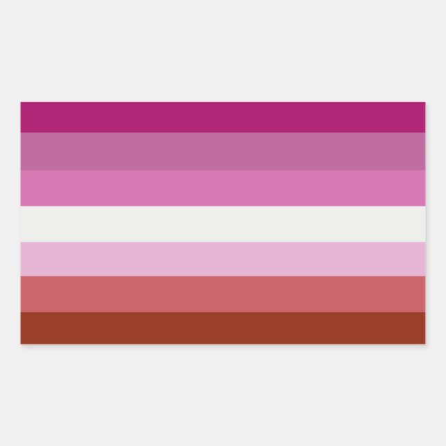 Pegatina Rectangular Rayas de la Bandera del Orgullo Lesbiano (Anverso)