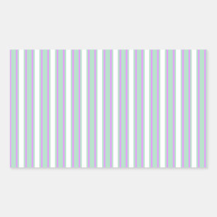 Pegatina Rectangular Rayas de lila y de menta