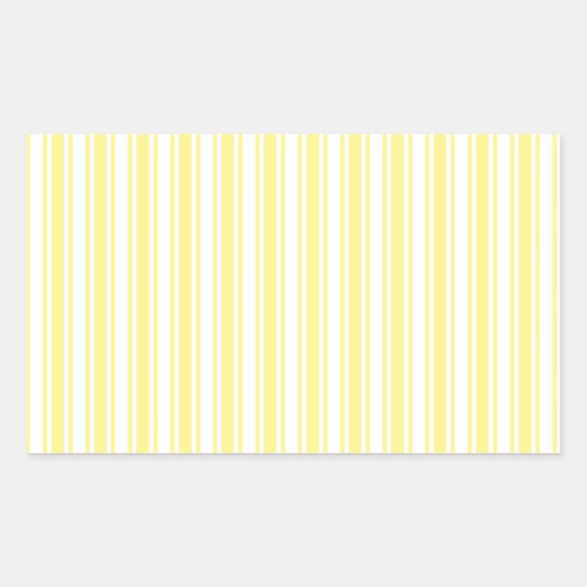 Pegatina Rectangular Rayas de limón amarillo y blanco (Anverso)