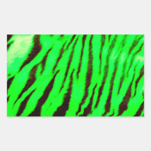 Pegatina Rectangular Rayas de tigre verde salvaje y vibrante