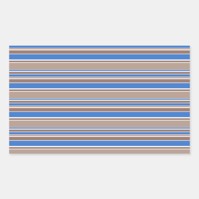 Pegatina Rectangular Rayas marrones y azules (Anverso)