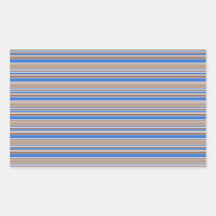 Pegatina Rectangular Rayas marrones y azules