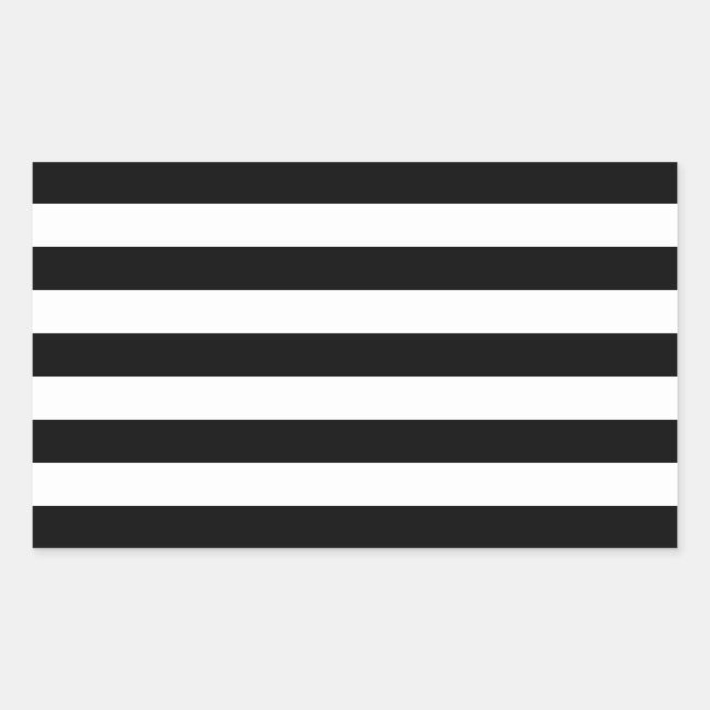 Pegatina Rectangular Rayas Negra Y Blanca De Estilo Moderno (Anverso)