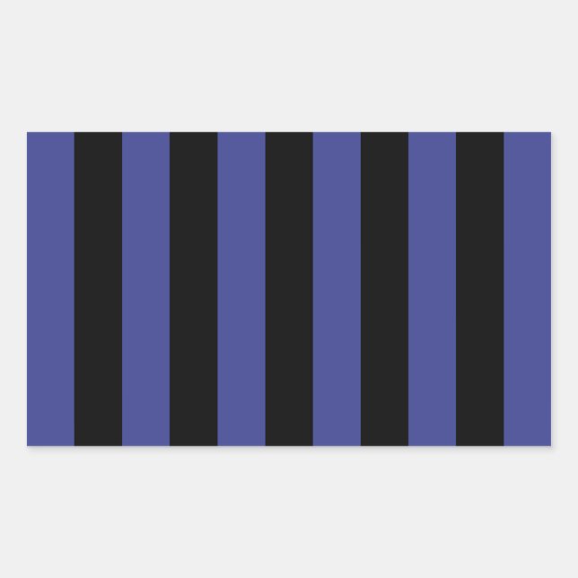 Pegatina Rectangular Rayas Negras y Azules (Anverso)