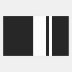 Pegatina Rectangular Rayas negras y blancas retras clásicas del coche