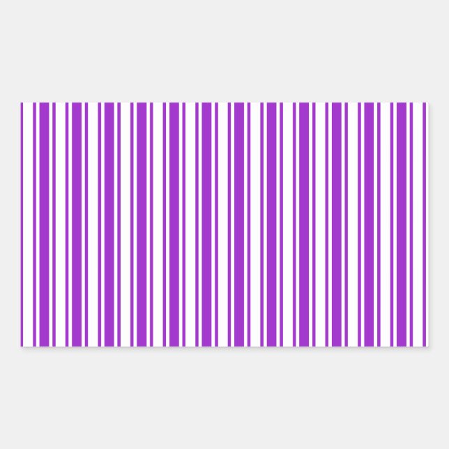 Pegatina Rectangular Rayas reales de caramelo morado y blanco (Anverso)