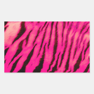 Pegatina Rectangular Rayas rosadas salvajes y vibrantes del tigre