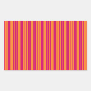 Pegatina Rectangular Rayas rosadas y naranjas de caramelo