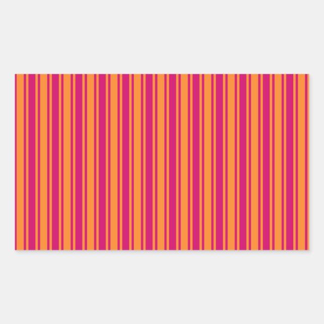 Pegatina Rectangular Rayas rosadas y naranjas de caramelo (Anverso)
