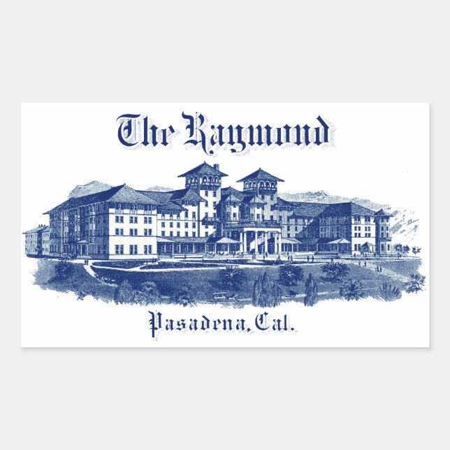 Pegatina Rectangular Raymond Hotel Pasadena California 1901 (Anverso)