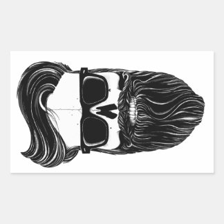Pegatina Rectangular Ray's black bearded skull