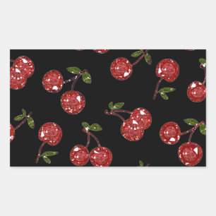 Pegatina Rectangular RB Rockabilly Muy cereza cerezas en negro