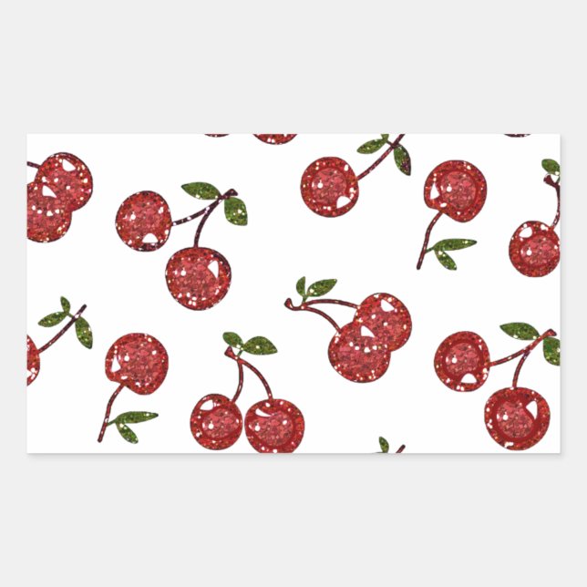 Pegatina Rectangular RB Rockabilly Muy Cerezas Cerezas En Blanco (Anverso)