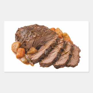 Pegatina Rectangular Rebanadas de asado de carne de ternera tierno