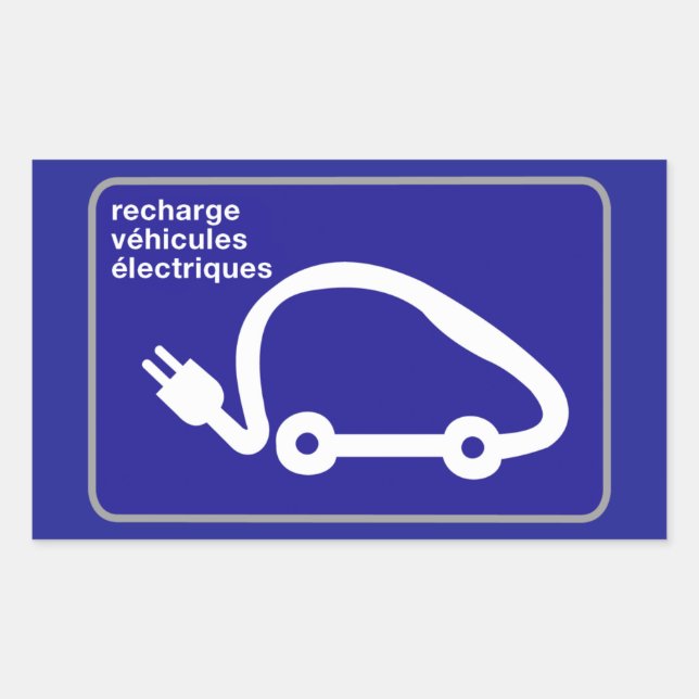 Pegatina Rectangular Recargar los coches eléctricos Stn, Rótulo de tráf (Anverso)