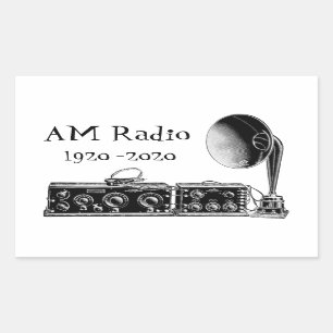 Pegatina Rectangular Receptor de radio AM de personalizar Vintage