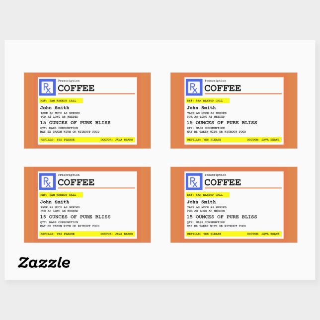 Pegatina Rectangular Receta Café Rectanglular Recto Personalizado (Hoja)