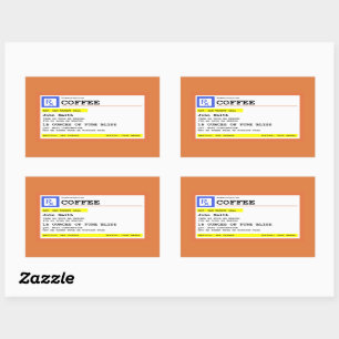 Pegatina Rectangular Receta Café Rectanglular Recto Personalizado