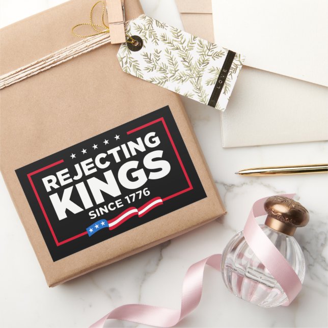 Pegatina Rectangular Rechazando reyes desde la bandera patriótica de Es (Regalar)