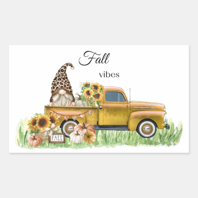 Pegatina Rectangular Recogida amarilla del girasol Leopardo de la caída (Anverso)