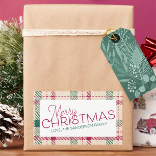 Pegatina Rectangular Rectan, la casa de labranza, la familia navideña