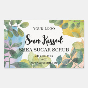 Pegatina Rectangular Rectangle botanical green leaf  label