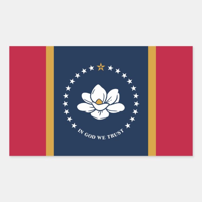 Pegatina Rectangular Rectangle sticker with Flag of Mississippi State (Anverso)