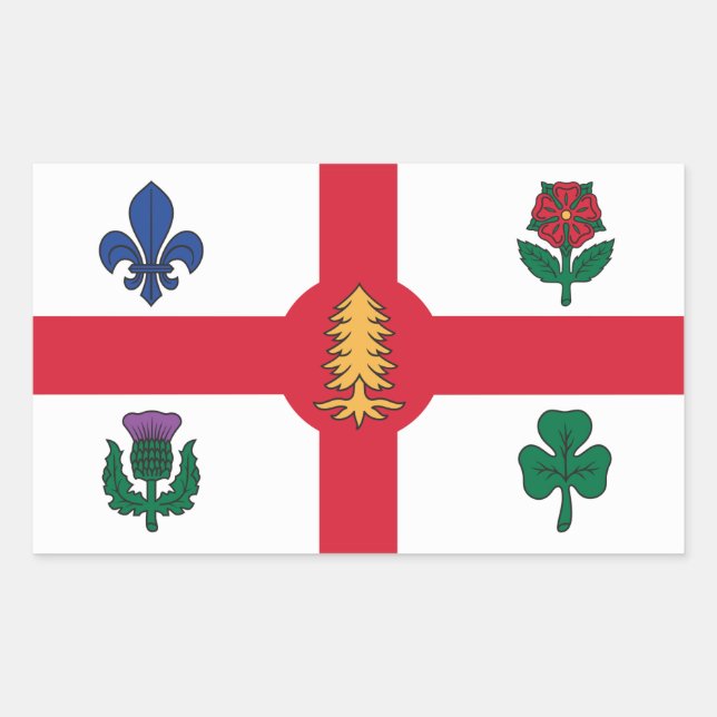 Pegatina Rectangular Rectangle sticker with Flag of Montreal, Canada (Anverso)