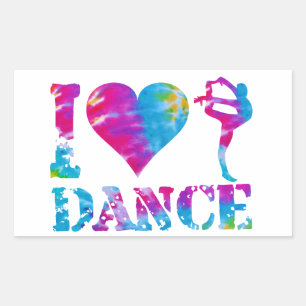 Pegatina Rectangular Rectangle TieDye Heart Love Dance Gymnastics Cheer