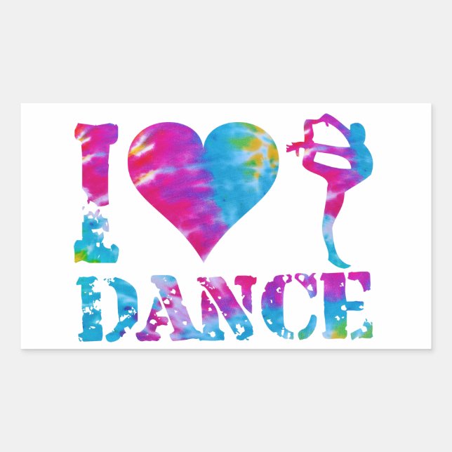 Pegatina Rectangular Rectangle TieDye Heart Love Dance Gymnastics Cheer (Anverso)