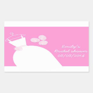 Pegatina Rectangular Rectángulo de la "ducha de novia" rosa de los boda