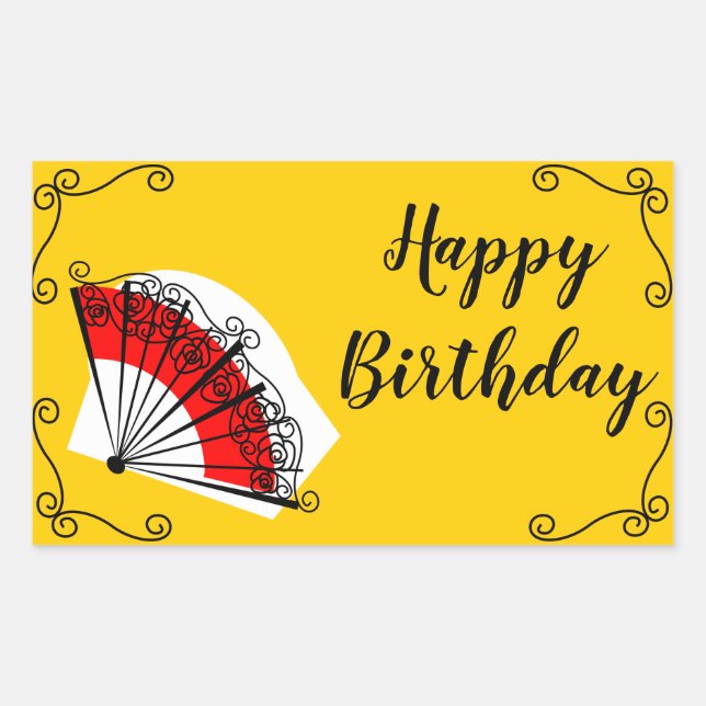Pegatina Rectangular Rectángulo de los fans españoles Feliz cumpleaños (Anverso)