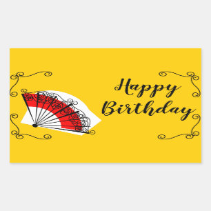 Pegatina Rectangular Rectángulo de los fans españoles Feliz cumpleaños