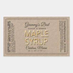 Pegatina Rectangular Rectángulo del jarabe de arce de Kraft con hechos 