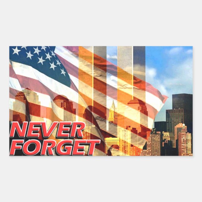 Pegatina Rectangular Recuerden Los Ataques Terroristas Del 11 De Septie (Anverso)