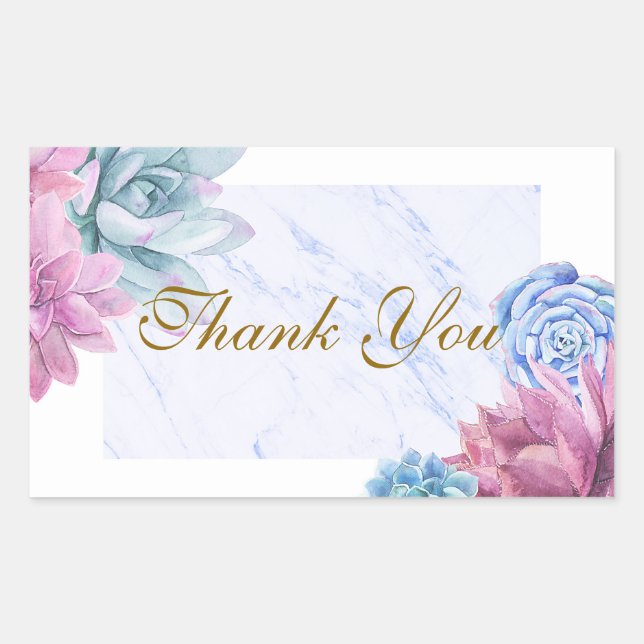 Pegatina Rectangular Recuerdo de Fiesta de Despedida de Soltera Suculen (Anverso)