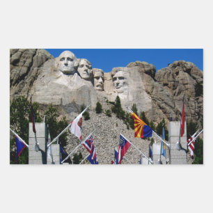 Pegatina Rectangular Recuerdo de la bandera del monte Rushmore Dakota